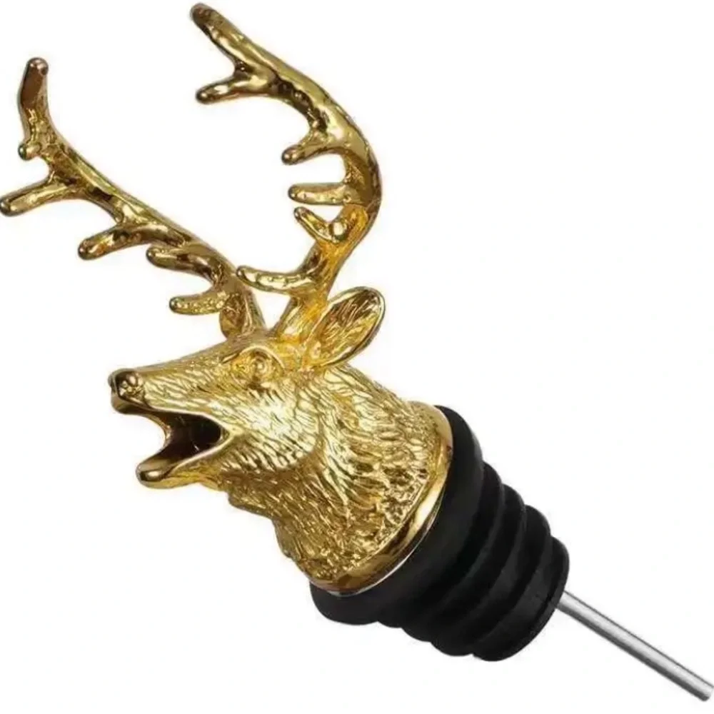 Gold Deer Head Pour Spout for Beverages or Wine and Liquor